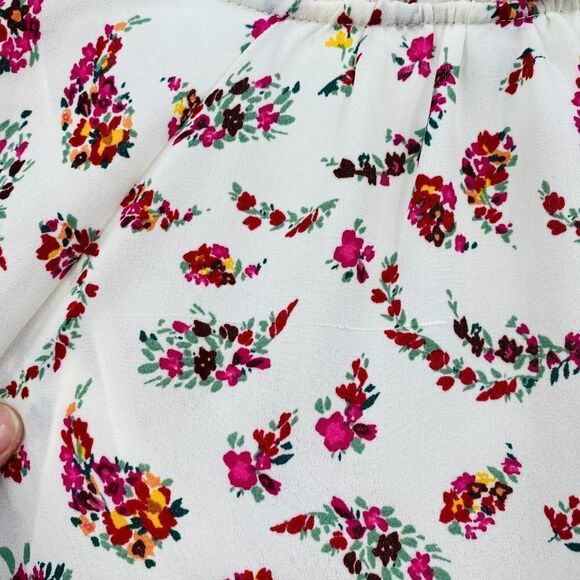 Old Navy Size Small Long Sleeve Tie Neck Cream & Pink Floral Paisley Midi Dress - Picture 9 of 10